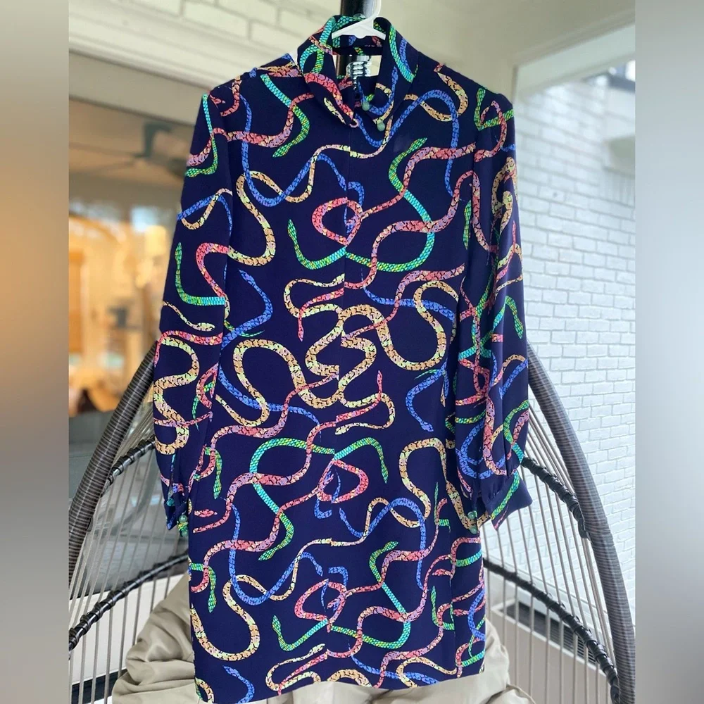 NWT Shanghai Tang-Silk Snake Print Dress in size 4-Darby dress - Picture 11 of 11
